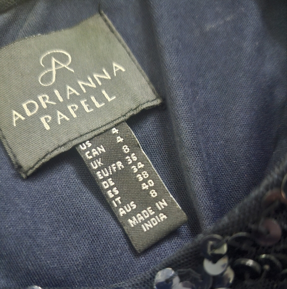 Adrianna Papell Navy Blue A-Line Evening Gown 4 US - Picture 3 of 4